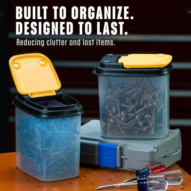 Alt view image 6 of 6 - Bits and Bolts Storage Containers - Storage Bins with Lids - Bulk Organizer for Workshop, Pantry, or Garage Supplies - 1 Quart 12 Pack