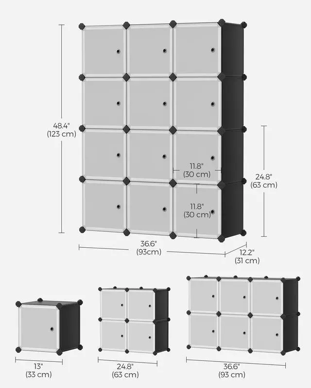 Alt view image 3 of 6 - Cube Storage Organizer, 12-Cube Closet Storage Shelves, Modular Bookcase, Black ULPC34HV1