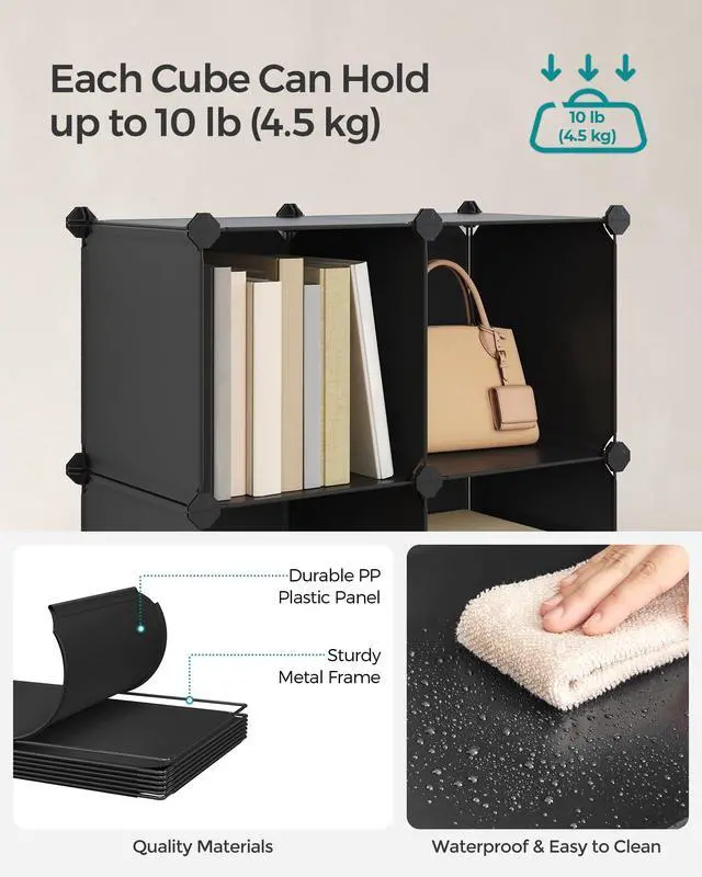 Alt view image 4 of 6 - Cube Storage Organizer, 12-Cube Closet Storage Shelves, Modular Bookcase, Black ULPC34HV1
