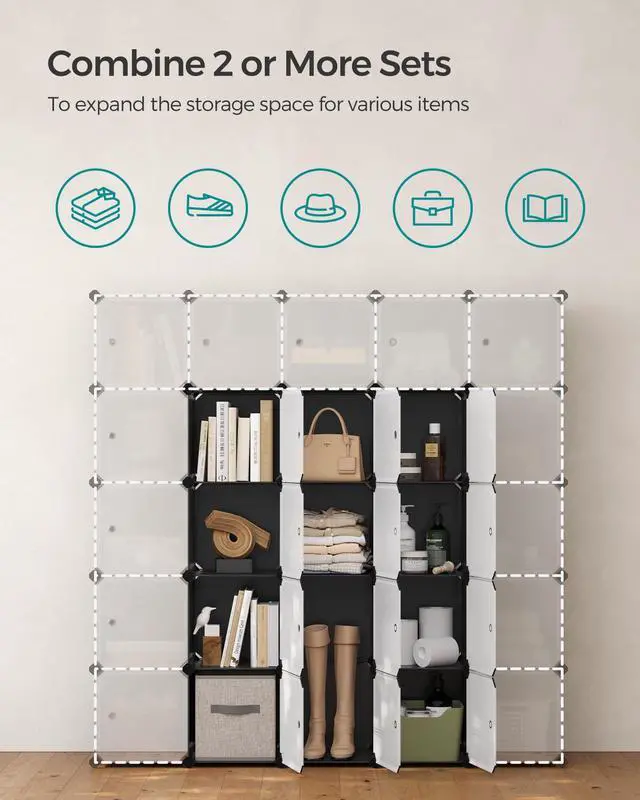 Alt view image 6 of 6 - Cube Storage Organizer, 12-Cube Closet Storage Shelves, Modular Bookcase, Black ULPC34HV1