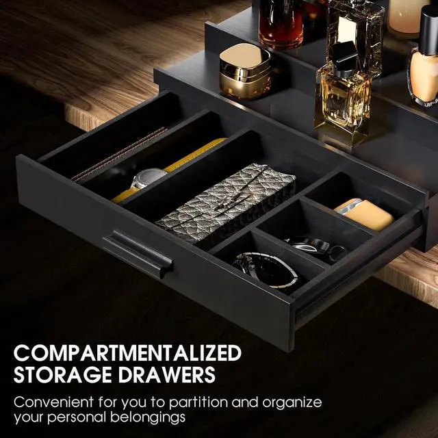 Alt view image 3 of 6 - Cologne Organizer 5 Tier of Elegant Bamboo Perfume Organizer for Men with Hidden Storage and Practical Drawer, Perfect for Cologne Display & Gift (5T-Black)