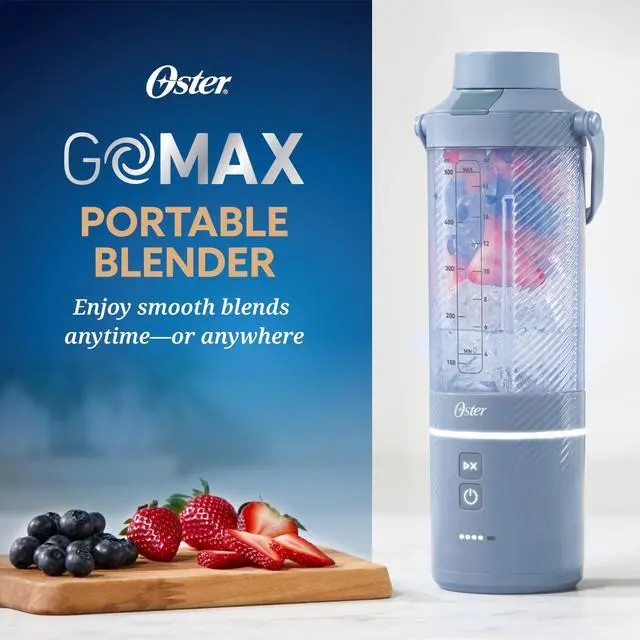 Alt view image 2 of 7 - GoMax Portable Blender, 20 oz Cordless Personal Blender for Smoothies & Shakes, USB-C Rechargeable, Anti-Jam Reversible Blade, Leak-Proof Travel Lid, Dishwasher Safe Parts, BPA-Free, Blue