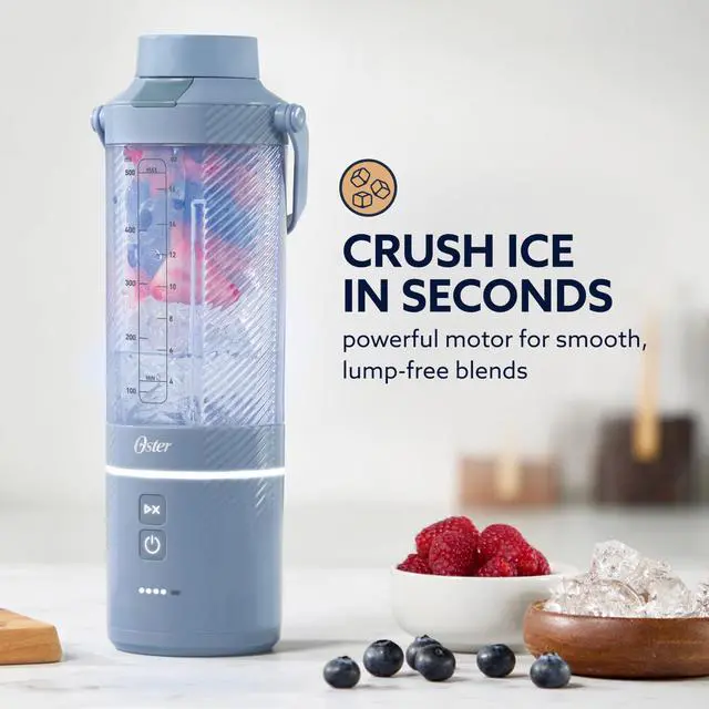 Alt view image 5 of 7 - GoMax Portable Blender, 20 oz Cordless Personal Blender for Smoothies & Shakes, USB-C Rechargeable, Anti-Jam Reversible Blade, Leak-Proof Travel Lid, Dishwasher Safe Parts, BPA-Free, Blue