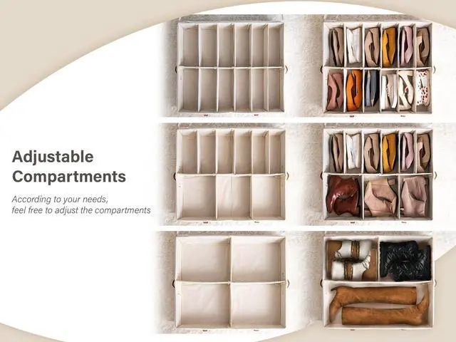 Alt view image 2 of 7 - 2-Pack 24-Pair Under Bed Shoe Storage Organizer, Beige