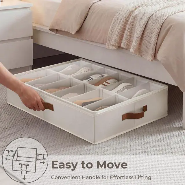 Alt view image 6 of 7 - 2-Pack 24-Pair Under Bed Shoe Storage Organizer, Beige