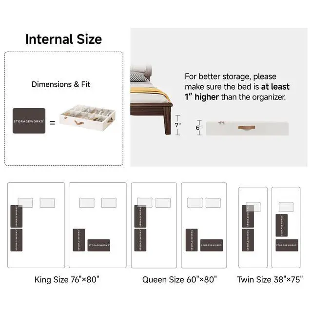 Alt view image 7 of 7 - 2-Pack 24-Pair Under Bed Shoe Storage Organizer, Beige
