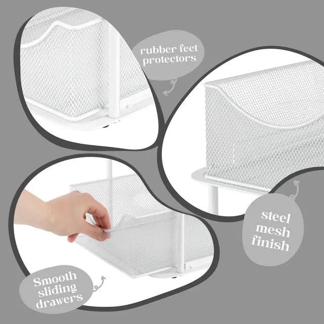 Alt view image 5 of 7 - 2 Sets of 2 Tier Metal Under Sink Organizer for Bathroom, Kitchen, Strong Steel Mesh Sliding Drawers for Under Sink, Under Cabinet, Closet, Kitchen, Pantry, Bathroom Organizers and Storage