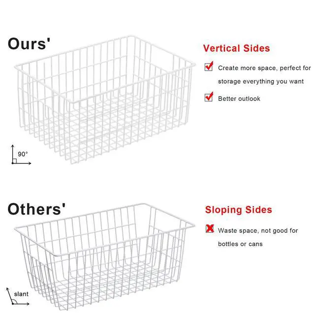 Alt view image 2 of 7 - Freezer Organizer Bins, Vertical Sides Wire Freezer Baskets for Upright Freezer, Chest Freezer Organizer Deep Freezer Storage Containers for Foods, Snacks, Vegetables, Fruits, Set of 6