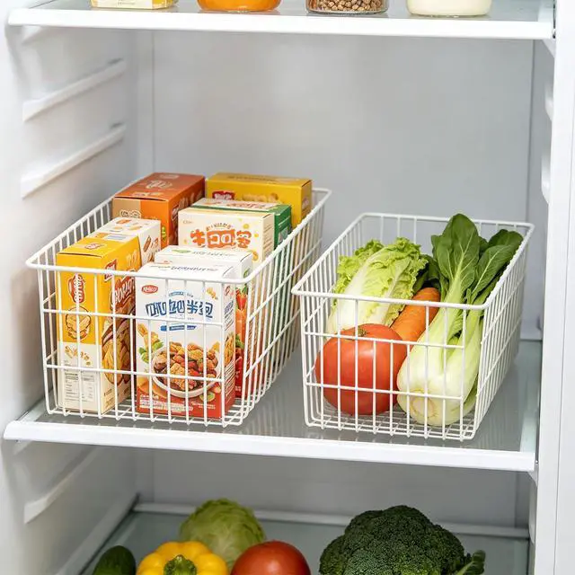 Alt view image 4 of 7 - Freezer Organizer Bins, Vertical Sides Wire Freezer Baskets for Upright Freezer, Chest Freezer Organizer Deep Freezer Storage Containers for Foods, Snacks, Vegetables, Fruits, Set of 6