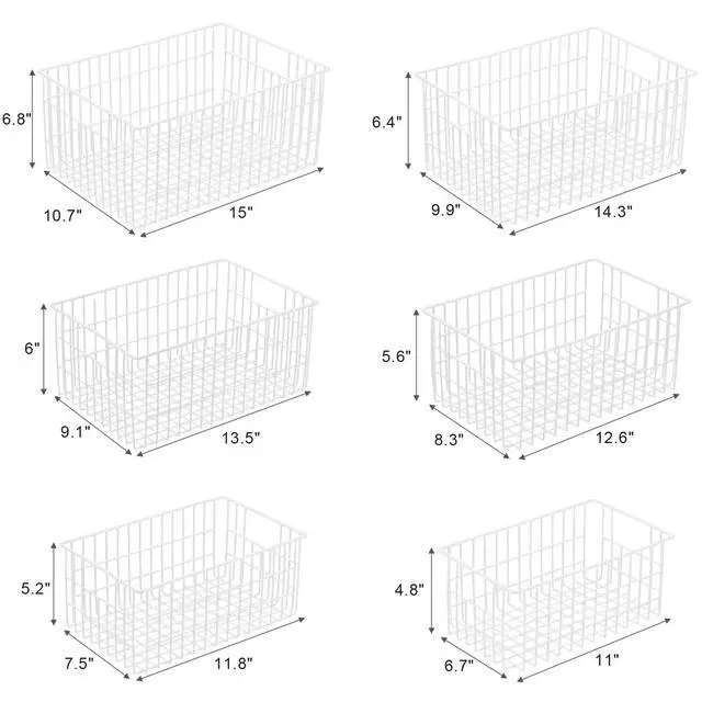 Alt view image 7 of 7 - Freezer Organizer Bins, Vertical Sides Wire Freezer Baskets for Upright Freezer, Chest Freezer Organizer Deep Freezer Storage Containers for Foods, Snacks, Vegetables, Fruits, Set of 6