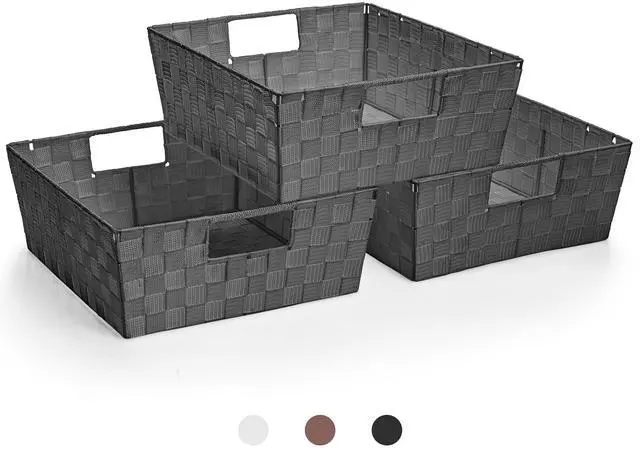 Main image of Set of 3 Large Storage Baskets for Organizing, Mesh Hand-Woven Design, Linen Closet Organizers and Storage, Organizer Storage Baskets for Shelves, Organizers and Storage ( Gray)