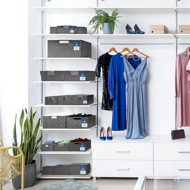 Alt view image 5 of 7 - Set of 3 Large Storage Baskets for Organizing, Mesh Hand-Woven Design, Linen Closet Organizers and Storage, Organizer Storage Baskets for Shelves, Organizers and Storage ( Gray)