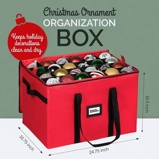 Alt view image 4 of 7 - Christmas Ornament Storage Container,Box Stores Up to 96, Adjustable Dividers, Large Organizer Bin to Protect and Store Holiday Décor