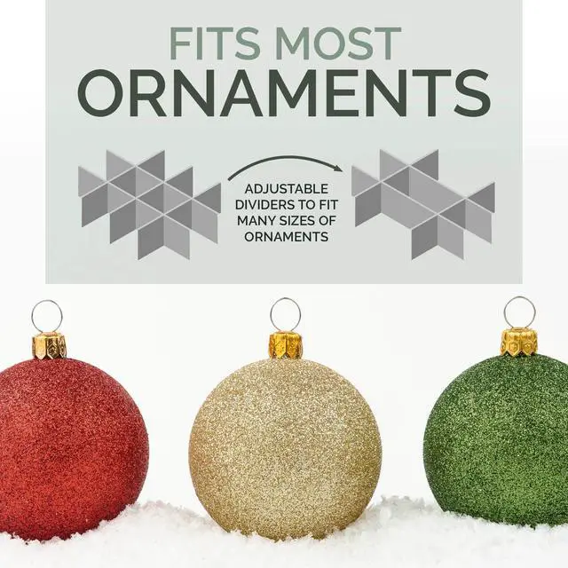 Alt view image 6 of 7 - Christmas Ornament Storage Container,Box Stores Up to 96, Adjustable Dividers, Large Organizer Bin to Protect and Store Holiday Décor
