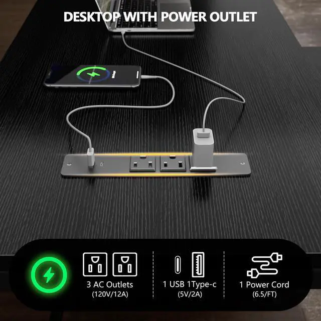 Alt view image 3 of 7 - 59 inch L Shaped Computer Desk with Power Outlets, Home Office Desk with 4 Adjustable Storage Drawers & 2 Monitor Stands, Two Person Gaming Table for Bedroom, Black