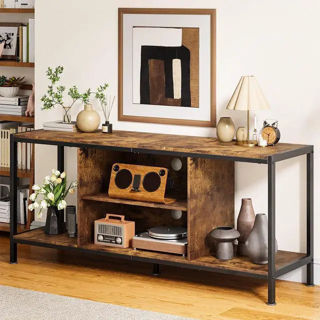 Main image of TV Stand for TVs up to 65 Inch,Entertainment Center with Open Storage Shelves, TV Media Console Table for Living Room and Bedroom, Rustic Brown