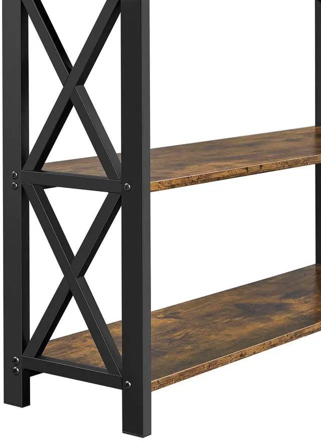 Alt view image 6 of 7 - TV Stand for TV up to 45 inch, Entertainment Center with Drawer, Media Console Table with Storage Shelves, for Living Room, Metal Frame, Rustic Brown