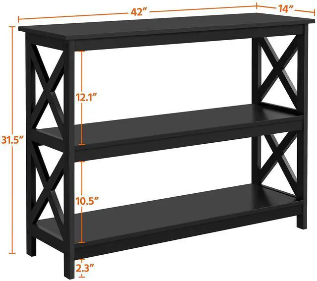 Alt view image 4 of 7 - Television Stands & Entertainment Centers with 3 Tier Storage Shelf TV Stand for Living Room, Black
