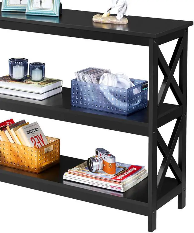 Alt view image 7 of 7 - Television Stands & Entertainment Centers with 3 Tier Storage Shelf TV Stand for Living Room, Black