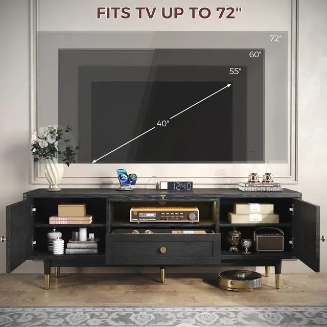 Alt view image 3 of 7 - TV Stand for 70 Inch TV, Black