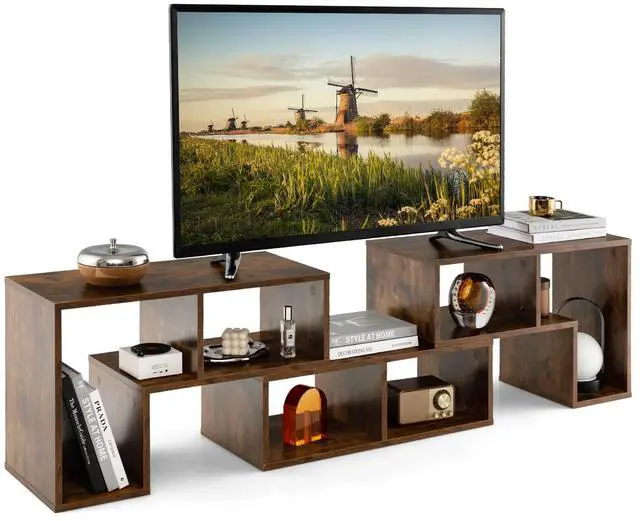 Main image of 3 Pieces Console TV Stand, Free-Combination Entertainment Center for 50 55 60 65 Inch TV, Minimalist Modern Media Stand, DIY Open Storage Bookcase Shelf for Living Room (Brown)