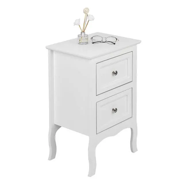 Alt view image 6 of 7 - White Nightstand Set of 2, Nightstands with 2 Drawers, Bed Side Table/Night Stand, Small Nightstand for Bedroom, Small Spaces, College Dorm, Kids Room, Living Room, Wood, 16W x 12D x 24H