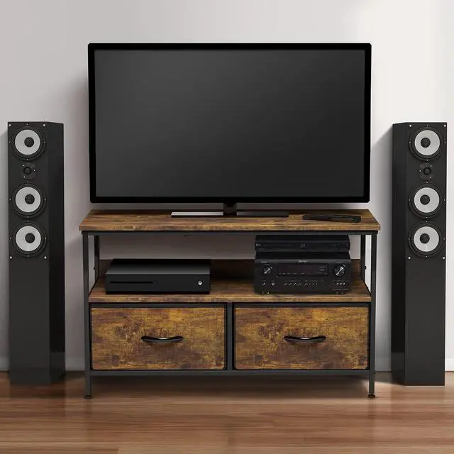 Alt view image 3 of 7 - TV Stand Dresser with 2 Drawers - Television Riser Chest with Storage - Bedroom, Living Room, Closet, & Dorm Furniture