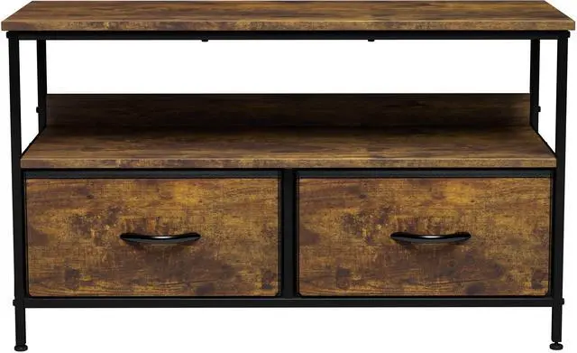 Alt view image 7 of 7 - TV Stand Dresser with 2 Drawers - Television Riser Chest with Storage - Bedroom, Living Room, Closet, & Dorm Furniture