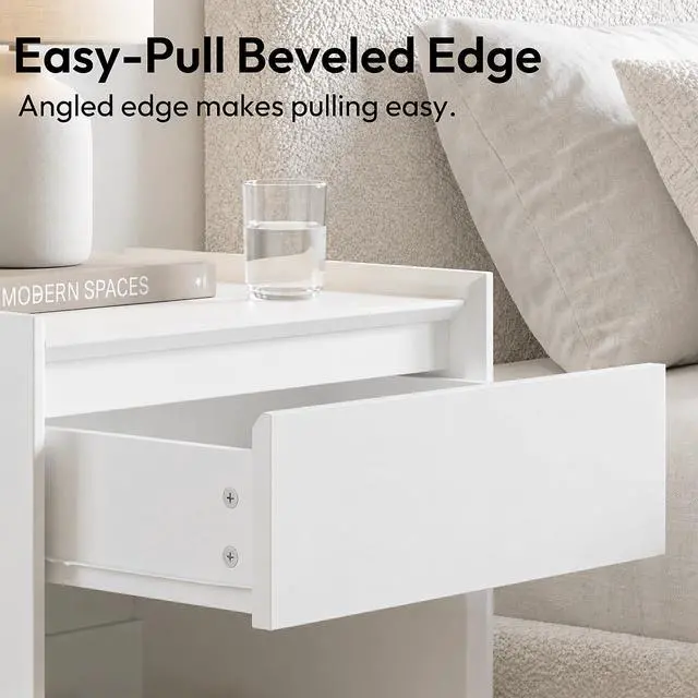 Alt view image 7 of 7 - White 24"H Nightstand, Drawer & Open Shelf, Small Bedside Table