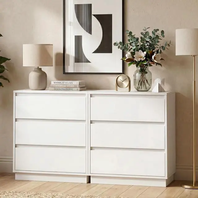 Alt view image 7 of 7 - White Nightstand with 3 Drawers Storage | 23.6" Modern Night Stand for Bedroom, Large Bedside Table, End Table for Closet