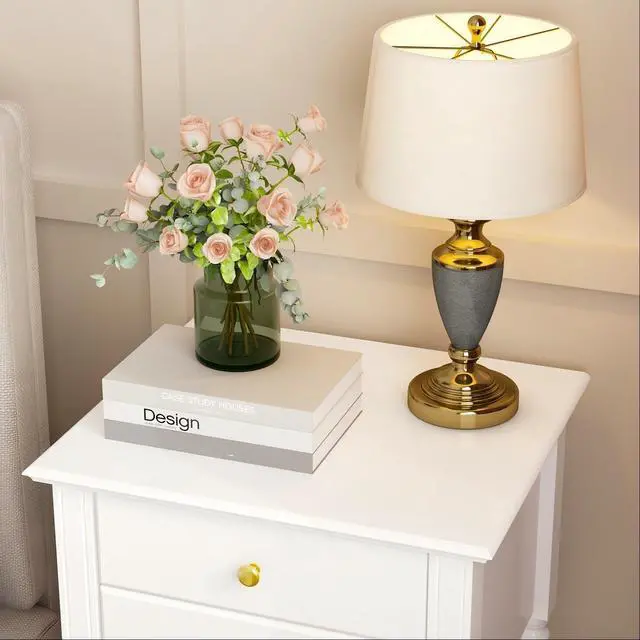 Alt view image 5 of 7 - White Accent Nightstand with 2 Drawers, Bottom Shelf & Carve Pattern, Modern Wooden Night Stand Bedside Table, Versatile End Sofa Bed Side Table for Bedroom Living Room