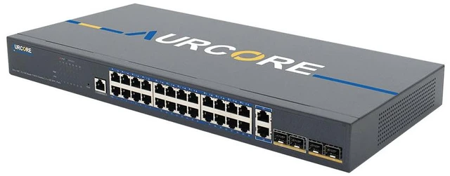 Main image of AurCore AES2002P 24-Port Gigabit PoE+ Managed Rackmount Switch, Layer 2+ Managed, for IP Camera and Surveillance Networks, VLAN QoS ACL, 3-Year Warranty