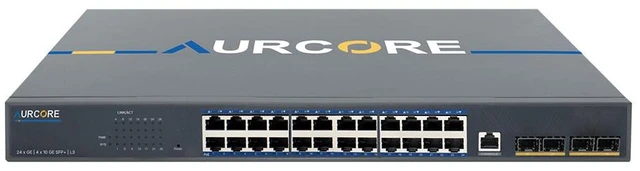 Alt view image 2 of 3 - AurCore AES4001 24-Port Gigabit L3 Switch with 10G SFP+ Uplinks, Layer 3 Routing, 1U Rackmount, VLAN QoS ACL, 3-Year Warranty
