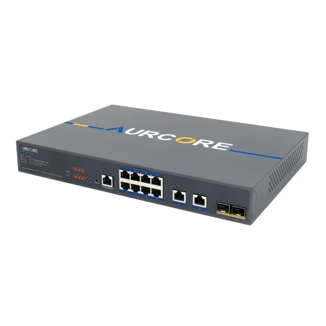 Alt view image 3 of 3 - AurCore AES4101P 8-Port 2.5G PoE+ Multi-Gig L3 Switch, 10G Uplinks, Layer 3 Routing, for Wi-Fi Access Points, VLAN QoS ACL, 3-Year Warranty