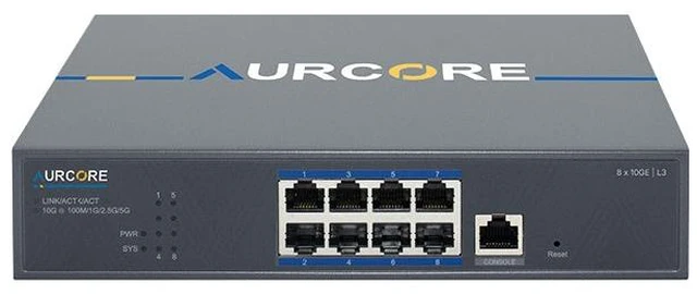Alt view image 2 of 3 - AurCore AES4201 8-Port 10G Copper L3 Managed Switch, Layer 3 Routing, Desktop Chassis, for NAS and Servers, VLAN QoS ACL, 3-Year Warranty