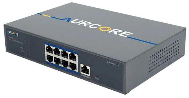 Main image of AurCore AES4201 8-Port 10G Copper L3 Managed Switch, Layer 3 Routing, Desktop Chassis, for NAS and Servers, VLAN QoS ACL, 3-Year Warranty