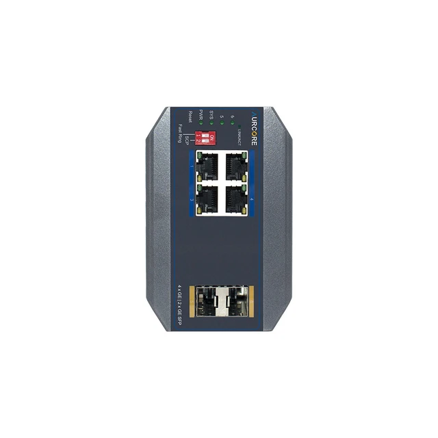 Alt view image 2 of 3 - AurCore AIS2001 4-Port Gigabit DIN-Rail Industrial Switch, Wide Temperature Range, VLAN QoS ACL, 3-Year Warranty