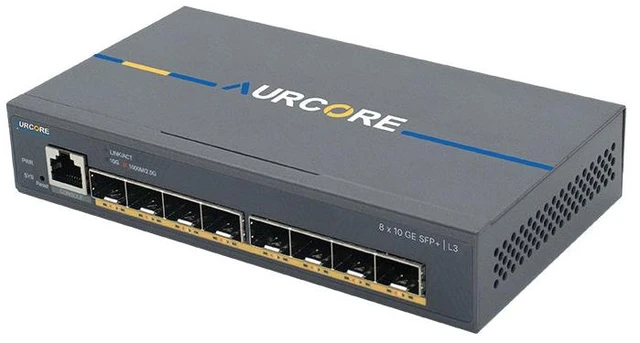 Main image of AurCore AES4202 8-Port 10G SFP+ L3 Managed Fiber Switch, Layer 3 Routing, VLAN QoS ACL, 3-Year Warranty