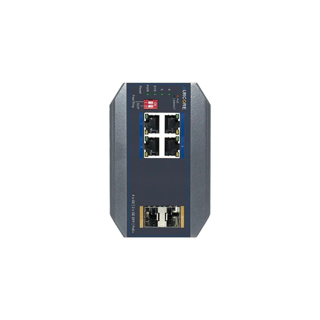 Alt view image 2 of 3 - AurCore AIS2001P 4-Port Gigabit PoE+ DIN-Rail Industrial Switch, Layer 2+ Managed, Wide Temperature Range, for IP Cameras, VLAN QoS ACL, 3-Year Warranty