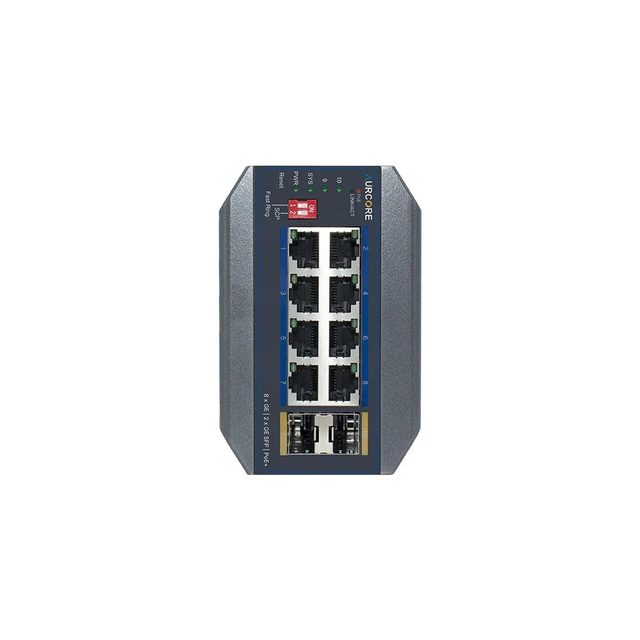 Alt view image 2 of 3 - AurCore AIS2002P 8-Port Gigabit PoE+ Industrial DIN-Rail Switch, Layer 2+ Managed, Wide Temperature Range, for IP Cameras, VLAN QoS ACL, 3-Year Warranty