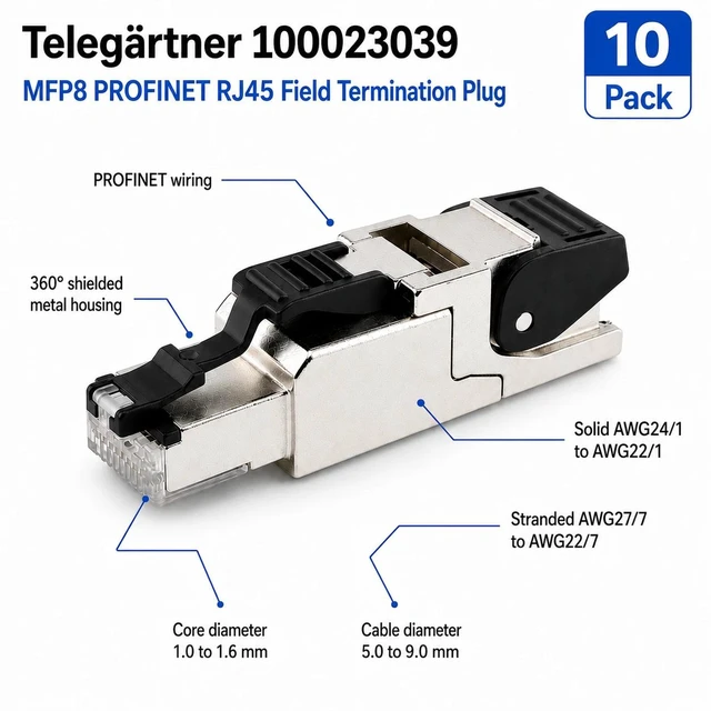 Alt view image 2 of 2 - Telegärtner 100023039 PROFINET RJ45 Field Termination Plug AWG24-22 Pack of 10