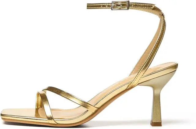 Alt view image 4 of 6 - Strappy Sandals For Women Stiletto Kitten Heels Ankle Strap Sandals Square Open Toe Sexy Comfort For Dress Party Wedding Daily
