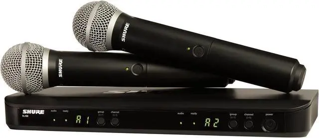 Main image of BLX288/PG58 Dual-Channel Wireless Audio System H9 Band (512542 MHz) BLX88 Receiver, (2) BLX2 Transmitters with PG58 Dynamic Mic, Up to 14 Hr Battery, 300 ft Range