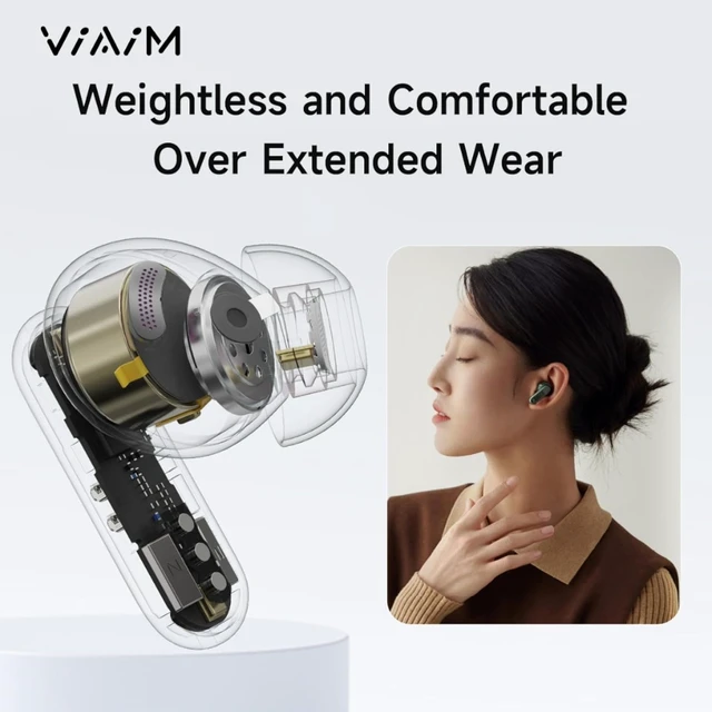 Alt view image 3 of 4 - Viaim - Nano+ Wearable AI Meeting Recorder Earbuds with Transcription - Silver