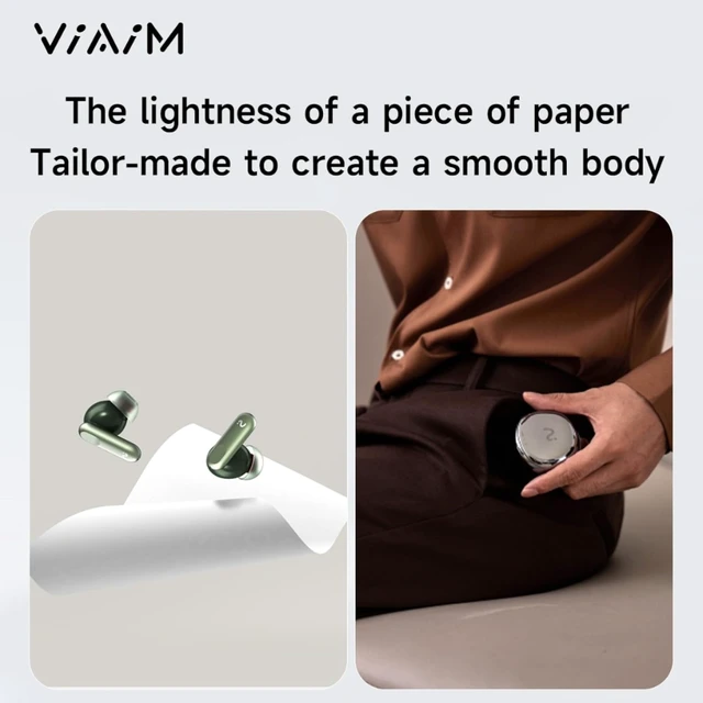 Alt view image 4 of 4 - Viaim - Nano+ Wearable AI Meeting Recorder Earbuds with Transcription - Silver