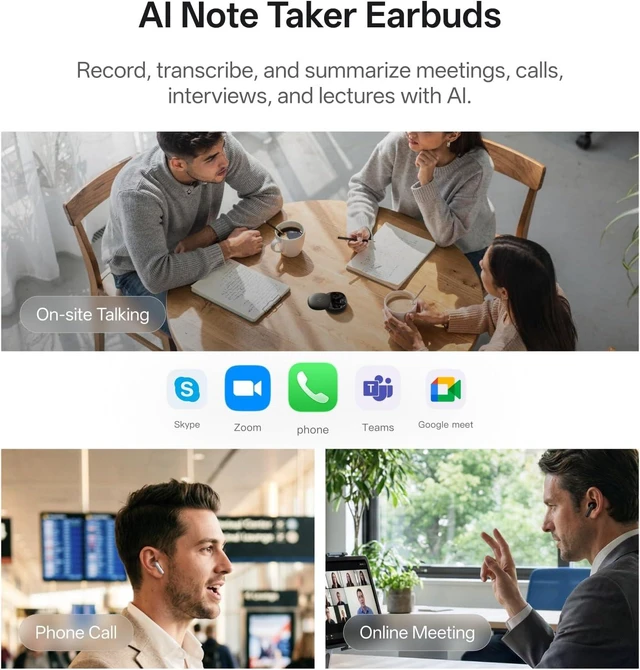Alt view image 3 of 4 - Viaim - RecDot AI Voice Recorder Earbuds - Meeting Assistant with Transcription - Silver