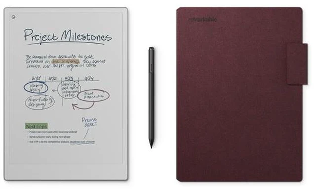 Main image of reMarkable - Paper Pro 11.8" Paper Tablet with Marker Plus and Mosaic Book Folio - Burgundy