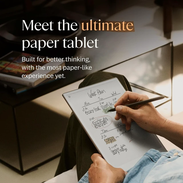 Alt view image 2 of 4 - reMarkable - Paper Pro 11.8" Paper Tablet with Marker Plus and Mosaic Book Folio - Burgundy
