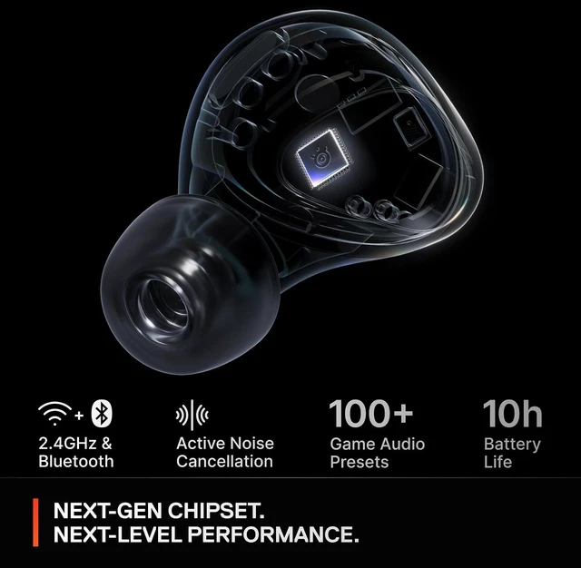Alt view image 2 of 4 - SteelSeries - Arctis GameBuds True Wireless Noise Cancelling Gaming Earbuds for PS5, PS4, PC, Switch - Black