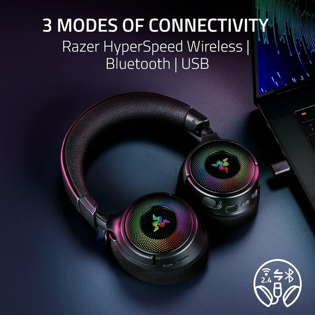 Alt view image 3 of 4 - Razer - Kraken V4 Wireless Gaming Headset with 9 Zone Chroma RGB For PC, Mac, PS5, Switch, Steam Deck, Smartphone - Black